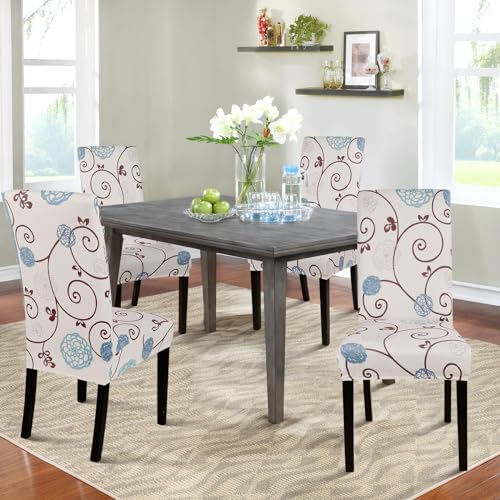 SearchI Dining Room Chair Covers Set of 4, Stretch Printed Parsons Chair Slipcovers Super Fit Spandex Removable Washable Kitchen Chair Protector Cover for Dining Room, Hotel, Ceremony (Ball Flower)
