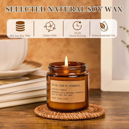 Candles for Home Scented, 6 Pack 3.5 Oz Soy Wax Candles Gifts Sets