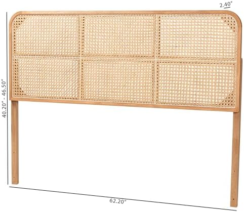 Bali & pari Lainer Modern Bohemian Natural Finished Bayur Wood and Natural Bamboo Queen Size Headboard