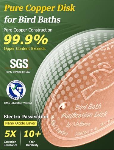 Mellbree Bird Bath Copper Disc & Clean Set, 0.6mm Reinforced 99.99% Pure Copper Cleaning Disk with Cleaning sponges Sandpaper and Microfiber Cloths for Cleaning Bird Baths and Bird Bath Disk
