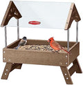 Kingsyard Covered Platform Ground Bird Feeder for Outdoors, Brown
