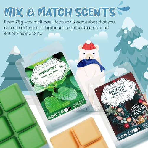 SALKING Winter Scented Wax Melts, Christmas Soy Wax Cubes for Wax Warmer