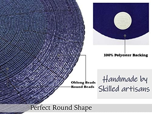 COTTON CRAFT Glitz Handmade Beaded Charger Placemats - Set of 4 - Navy