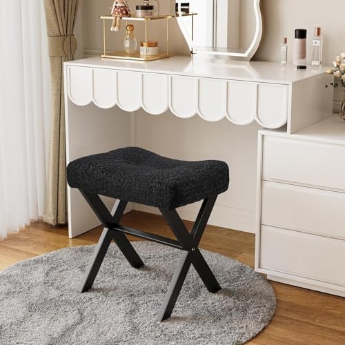 Memobarco 18-Inch Vanity Stool Chair, Black Makeup Stool