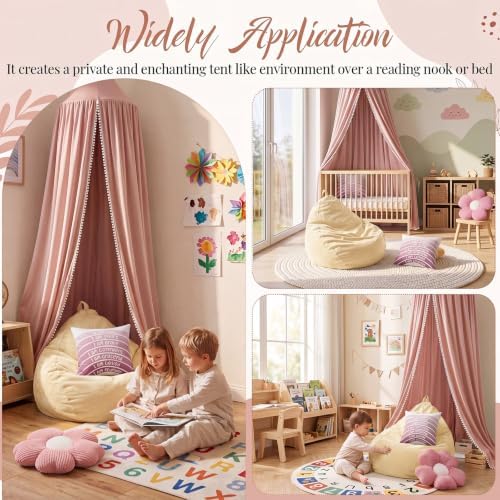 Kids Reading Nook Set with Canopy Tent, Bean Bag Cover & Pillow,Pink