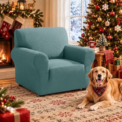 XINEAGE Stretch Armchair Slipcover, Non-Slip Pet Couch Cover,Light Blue
