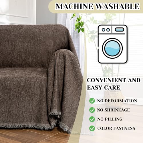 MEETSKY Oversized Chair Cover Small Couch Cover Chair Covers Armchair for Dog Sofa Throw Cover for Sofa Single Recliner, Chenille Sofa Slipcovers for Pets, 71" x 91", Dark Chocolate