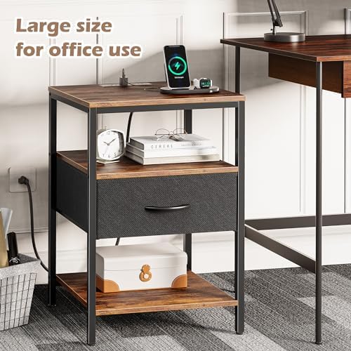 SUPERJARE Nightstand with Charging Station, USB-C Port, Bedside Table