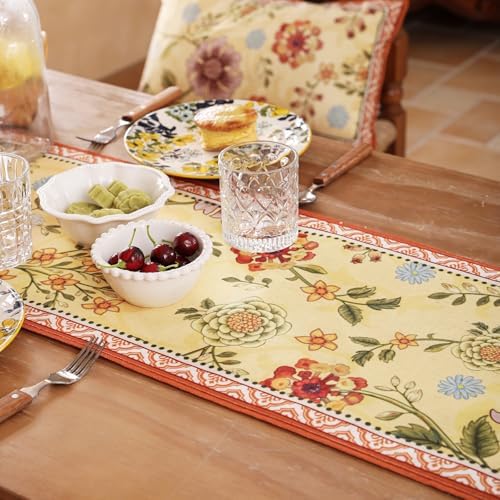 bilin gaier Designer French Vintage Extra Long Table Runner,118"x12"