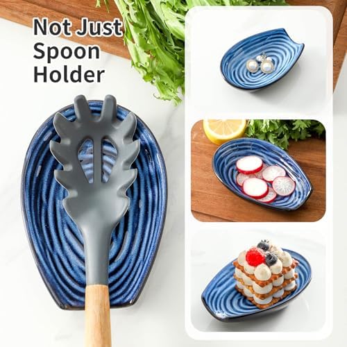 Ceramic Spoon Rest for Stove Top, 5.7 In Spoon Holder for Kitchen Counter
