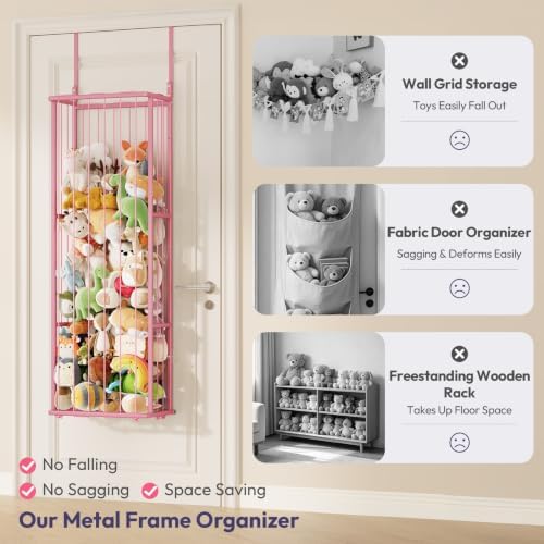 Stuffed Animal Storage, Wall & Door Mounted Plush Toy Organizer