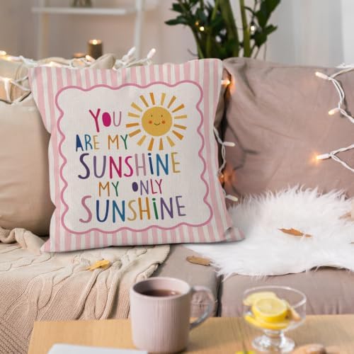 You are My Sunshine Boho Girl Nursery Decor Throw Pillow Cover 18x18