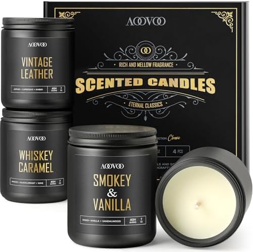 AOOVOO Scented Candles for Men - 4 Pack Candles for Home Scented
