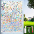 Rainbow Window Privacy Film Decorative, Stained Glass Window Tint for Home, 3D Decals Window Clings for Glass Windows, Static Cling Window Sticker, Suncatcher Window Cover, 35.4 Inch x 157.4 Inch