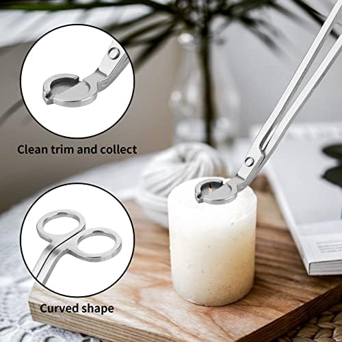 Kirecoo 3-in-1 Candle Accessory Set with Trimmer Snuffer & Dipper, Silver
