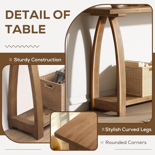 HOKYHOKY 63" Long Solid Wood Console Table, Narrow Behind Couch Sofa Table