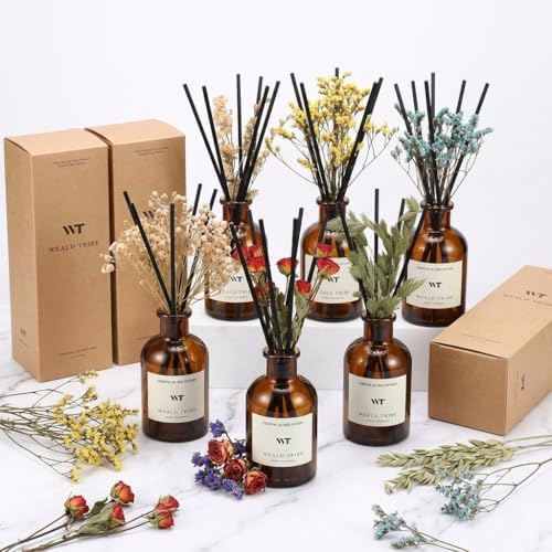 WEALD TRIBE Reed Diffuser Set for Bathroom Decor, Sticks Diffuser with Fragrance Oils Included | Ocean Scent 4.0 fl oz Fragrance Oil Defusers for Home Living Room Shelf Decor Apartment Essentials