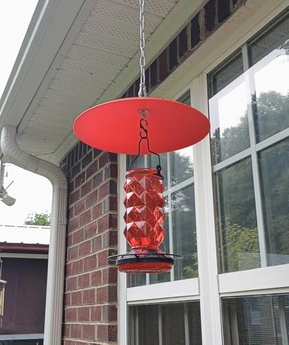 10" Small Bird Feeder Dome, Hummingbird Feeder Rain Guard, Bird Feeder Cover for Small Feeders, Protective Cover Work with Ant Guards（Red,2 Pack