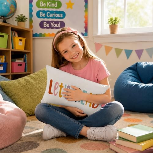 Rusenbao Kids Classroom Reading Corner Decor Throw Pillows Covers 20 x 12