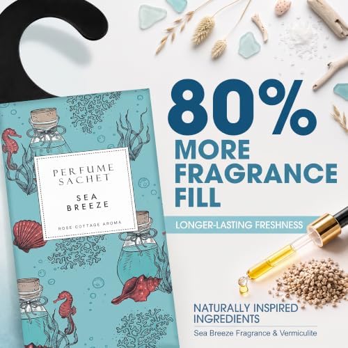 Large 12 Packs Sea Breeze Hanging Scented Sachets Long-Lasting Closet Deodorizer Air Freshener Fabric Refresher Odor Eliminator for Drawer Home Fragrance Gift Set