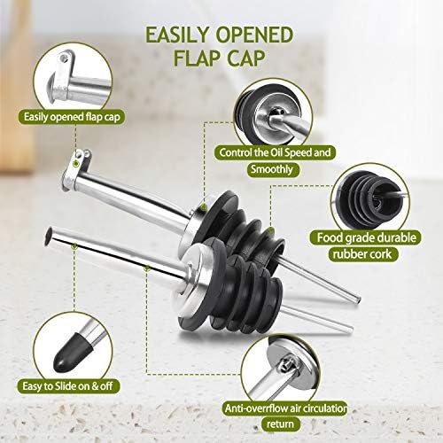 AOZITA 17oz Glass Olive Oil Dispenser Bottle - 500ml Clear -Oil & Vinegar Cruet with Pourers and Funnel - Olive Oil Carafe Decanter for Kitchen