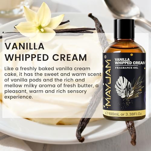MAYJAM Vanilla Whipped Cream Fragrance Oil for Diffusers, 100ML/3.38FL.OZ