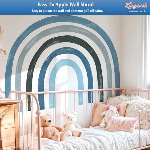 Large Boho Rainbow Wall Decals, Colorful Peel and Stick Fabric Nursery Wall Decor, Removable Home Room Wall Decor Murals Stickers for Kids Girls Toddler Bedroom Living Room Playroom