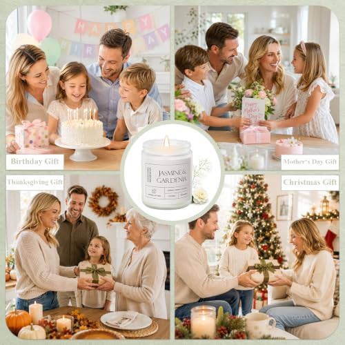 Molensun Gardenia & Jasmine Scented Candle, 7 oz Soy Wax Candle