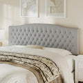 Befurtori King Headboard Only, Velvet Classic Tufted Design, Silver Gray