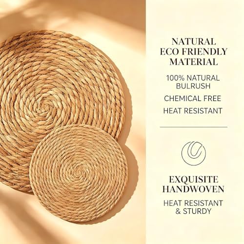13.8" Round Woven Placemats, Plate Chargers for Dining Table