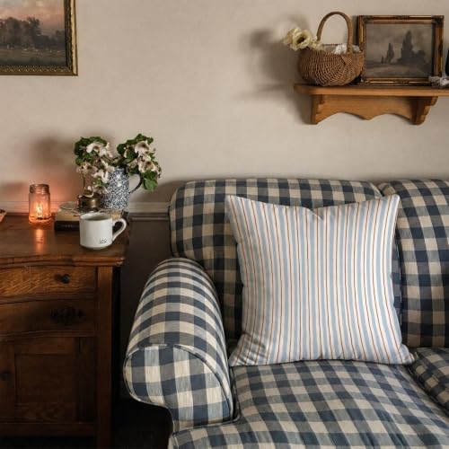 Light Blue Coastal Neutral Stripe Decor Pillow Cover 18x18