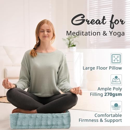 Intelligent Design Floor Pillow, Large Cushion for Meditation, 20x20 Aqua