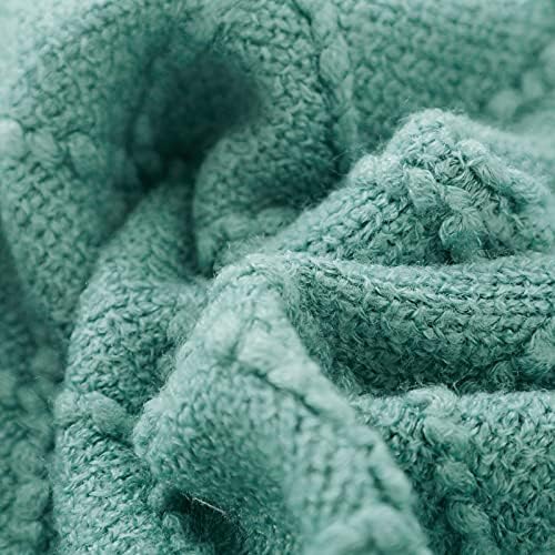BOURINA Dark Cyan Throw Blanket 50x90 Inch Boho Knit Soft Throw Bed Blanket