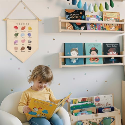 Color Learning-Flag Wall Decor Gift for Baby Boys Girls Kids-Canvas Hanging Pennant Banner Wall Decor Gift for Classroom Nursery Baby Room Playroom Homeschool Reading Room Bedroom