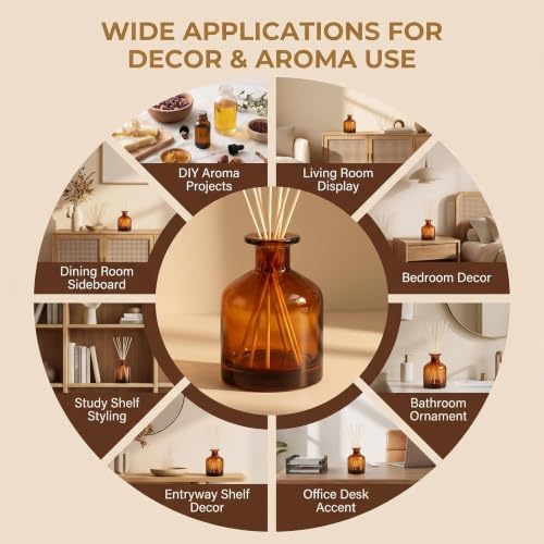 8.4oz Glass Reed Diffuser Bottles, Amber Fragrance Container