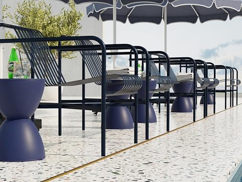 Euro Style Sallie Indoor/Outdoor Stool or End Table | Modern Hourglass Accent Style | UV- Protected Plastic Extra Seating or End Table for Patio, Balcony, Poolside, Entryway, or Living Room | Blue