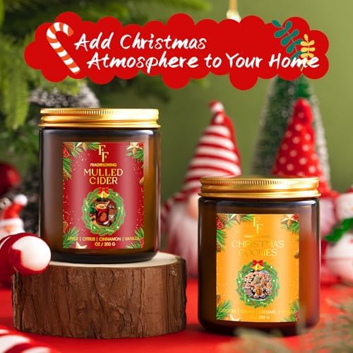 Christmas Candle, Mulled Cider Scented Candles for Home, Holiday Candles Natural Soy Candle, Aromatherapy Candle 7 oz Jar Candles Christmas Gift for Women Men