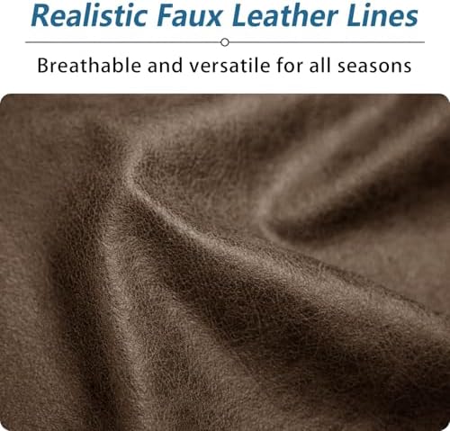 Couch Cushion Covers Leather-Look 3PC Stretch Extra Large Sofa Seat Slipcover Sets Individual Couch Seat Cushion Cover, Pet-Friendly, Non-Slip, Easy Fit - Dark Brown