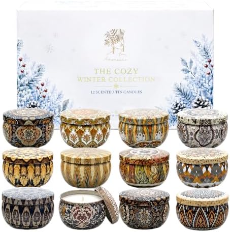 Scented Candles Gift Set, 12 Pack Winter Candles, Gifts for Women