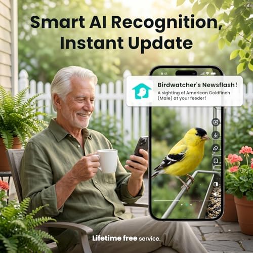 Birdfy Smart Bird Feeder with Camera, Solar Powered Hanging Bird Feeder