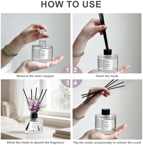 Reed Diffuser Set with Dried Flowers, 5.1 fl oz / 150ml, Berry Fudge - Home Fragrance Diffuser with Sticks for Bathroom Shelf Decor, Bedroom, Office & Gift