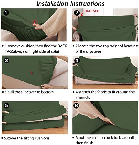 Turquoize 2 Piece Chair Covers Chair Slipcovers for Living Room Armchair Sofa Covers Chair Couch Cover with Arms Washable Furniture Protector for Chairs Feature Thick Fabric (Chair, Bronze Green)