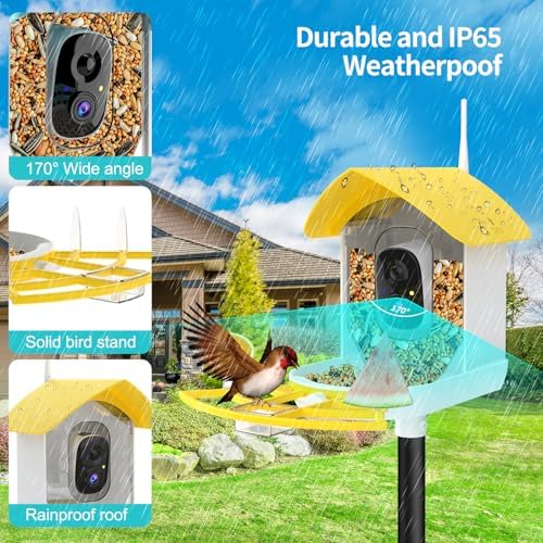 Bird Feeder with Camera,WiFi Smart Bird House with Cam Solar Powered