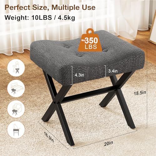 Memobarco 18-Inch Large Vanity Stool Chair, Gray Makeup Stool