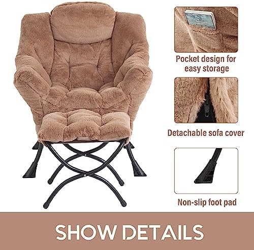 LITA Lazy Chair with Ottoman, Comfy Accent Reading Chair