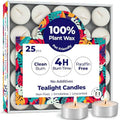Tea Lights Candles 25 Pack, 4 Hour Palm Wax Tealights