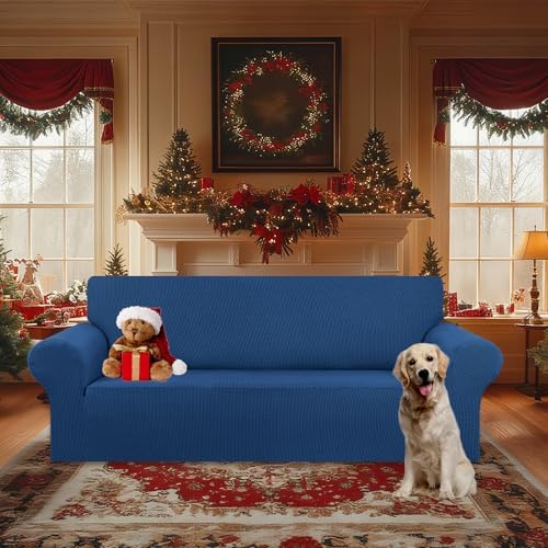 KEKUOU Stretch Oversized Couch Covers for Sofa Slipcover,Classic Blue