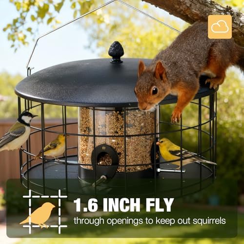 Veehoo Squirrel Proof Bird Feeders for Outdoors Hanging, Extra Wide 11.8"