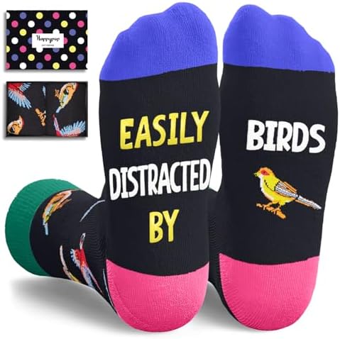Funny Socks for Women Men - Novelty Crazy Socks Bird Butterfly Gifts, Bird Stocking