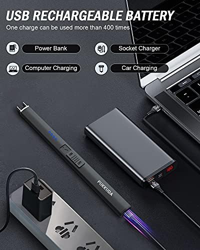 FUKKUDA Electric Candle Lighter with Gift Box - USB Rechargeable Windproof & Flameless Plasma Arc Lighter for Candles, Bohemia Box Obsidian Black